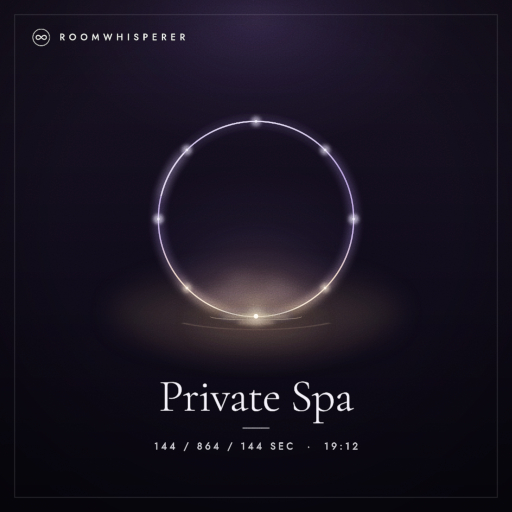 “Private Spa” cover with a glowing ring above a still waterline